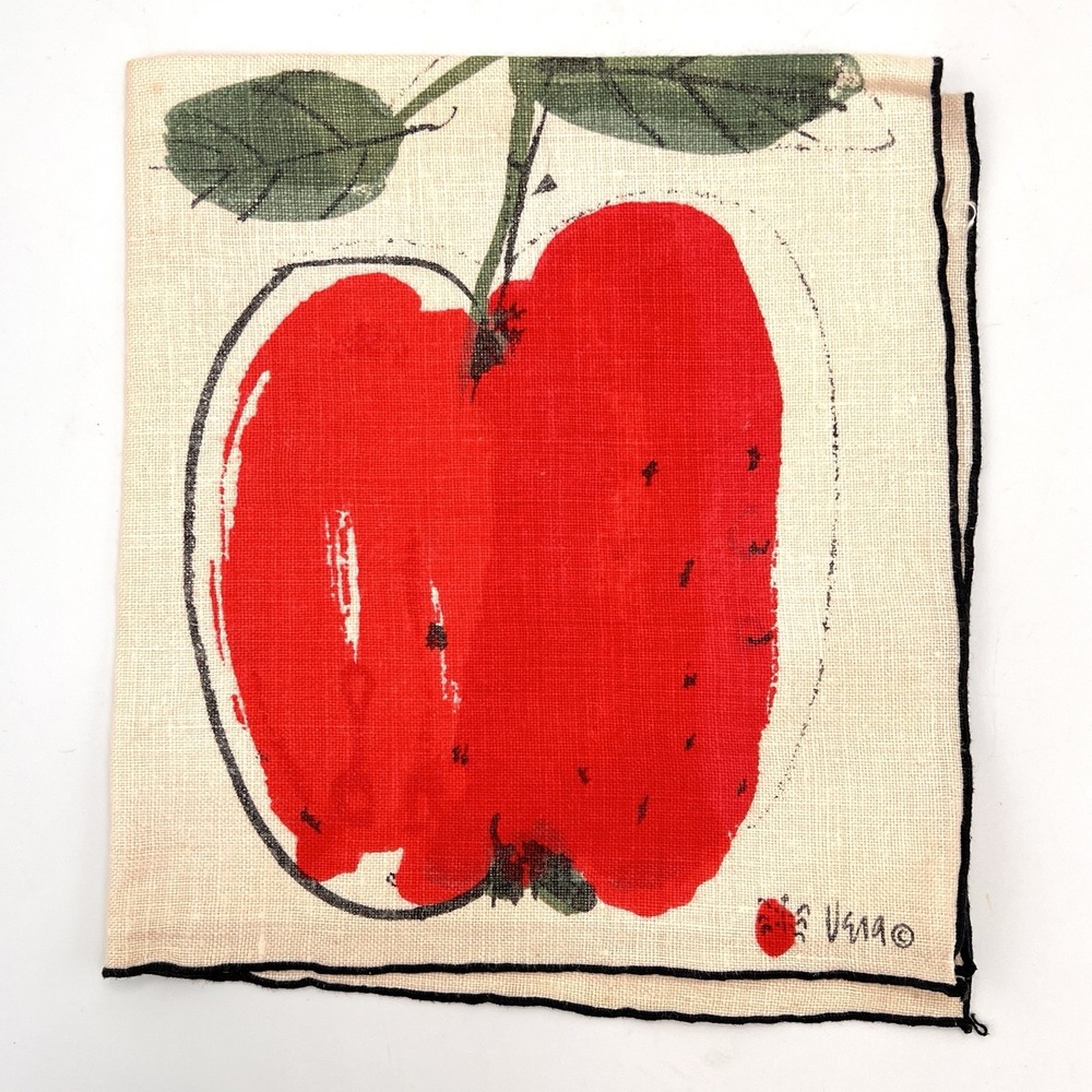 Vintage Vera Neumann Red Apple Linen‎ Cotton napkins Set of 4 - Picture 11 of 12